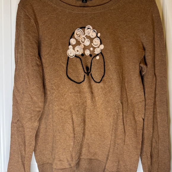 J Crew Mercantile Brown Sweater with Poodle Design Sz S - Picture 2 of 7